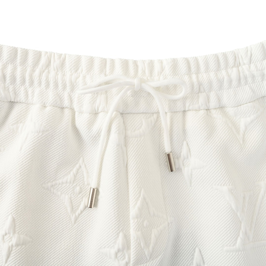 Tonal Monogram Embossed Fleece Shorts