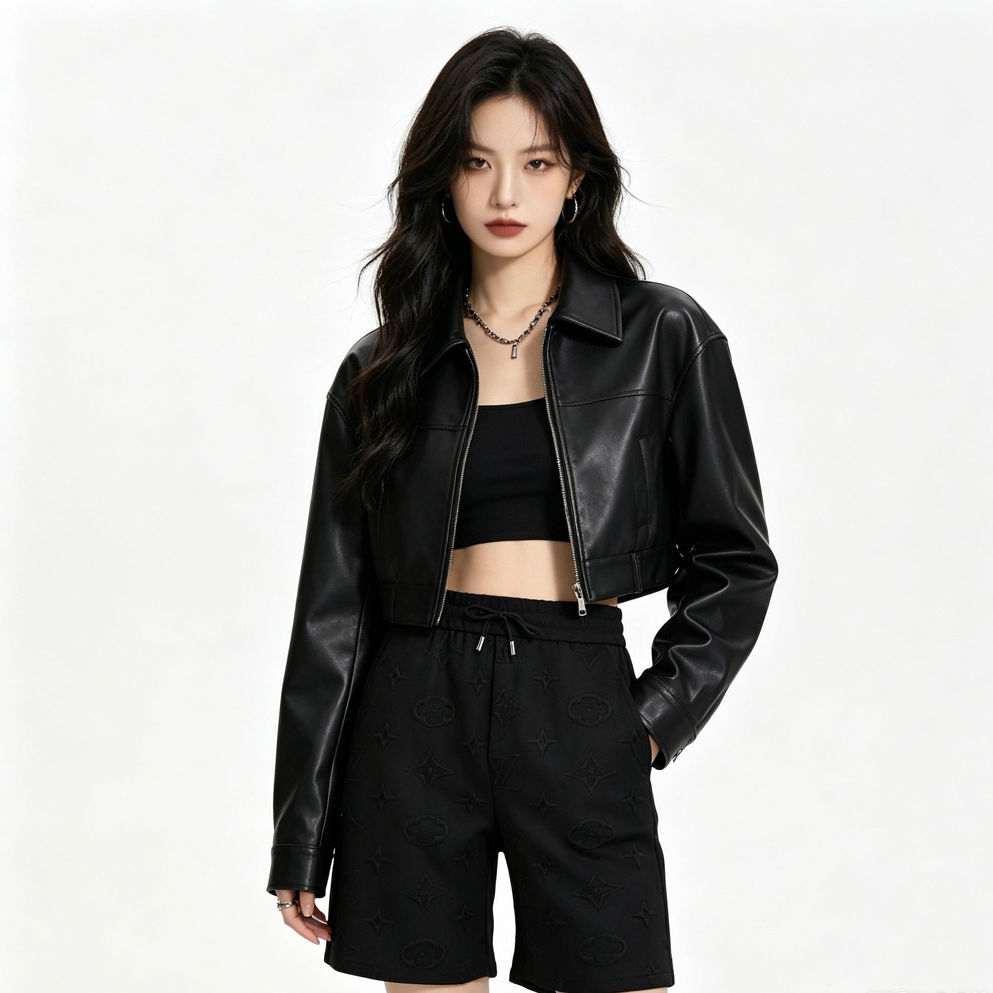 Tonal Monogram Embossed Fleece Shorts
