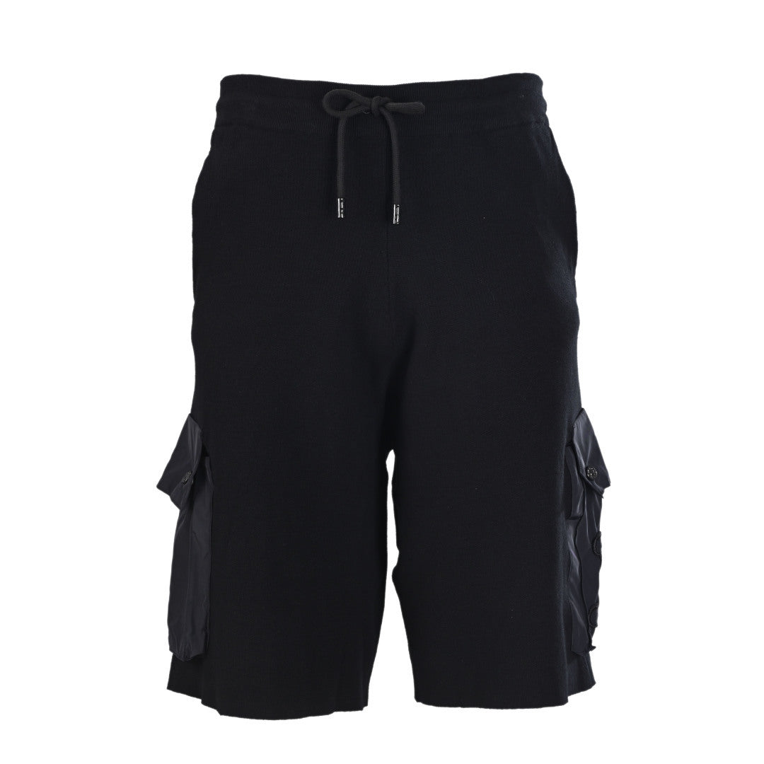 Embossed Patch Dual-Pocket Drawstring Cargo Shorts