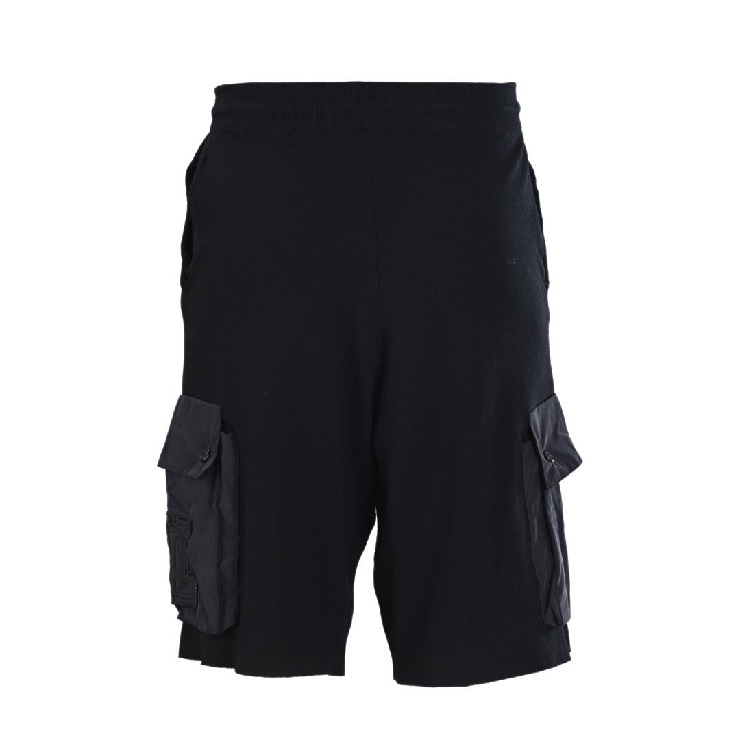 Embossed Patch Dual-Pocket Drawstring Cargo Shorts