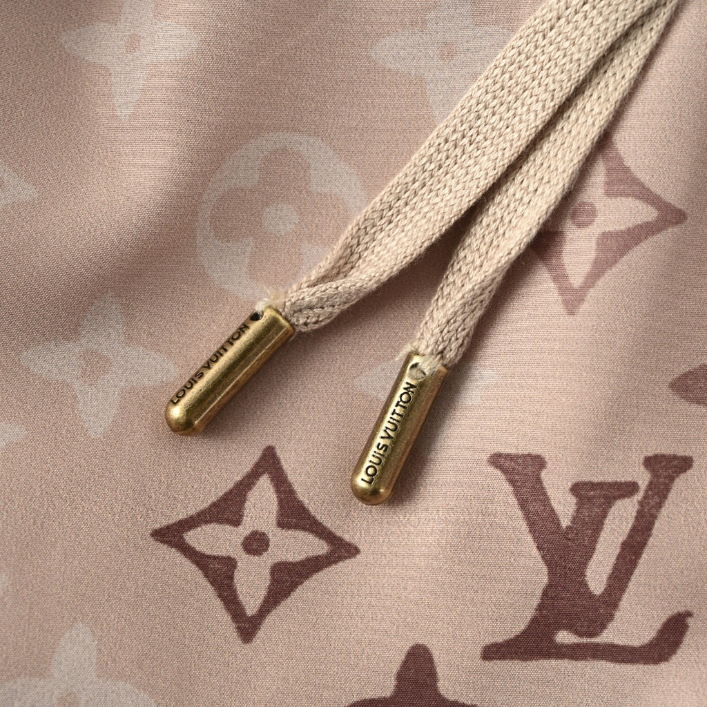 Khaki Allover Monogram Print Shorts