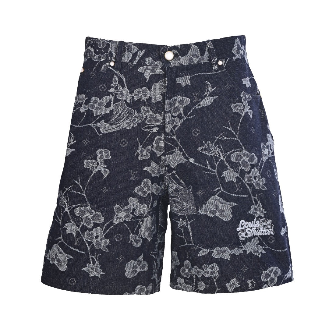 Floral Print Denim Shorts