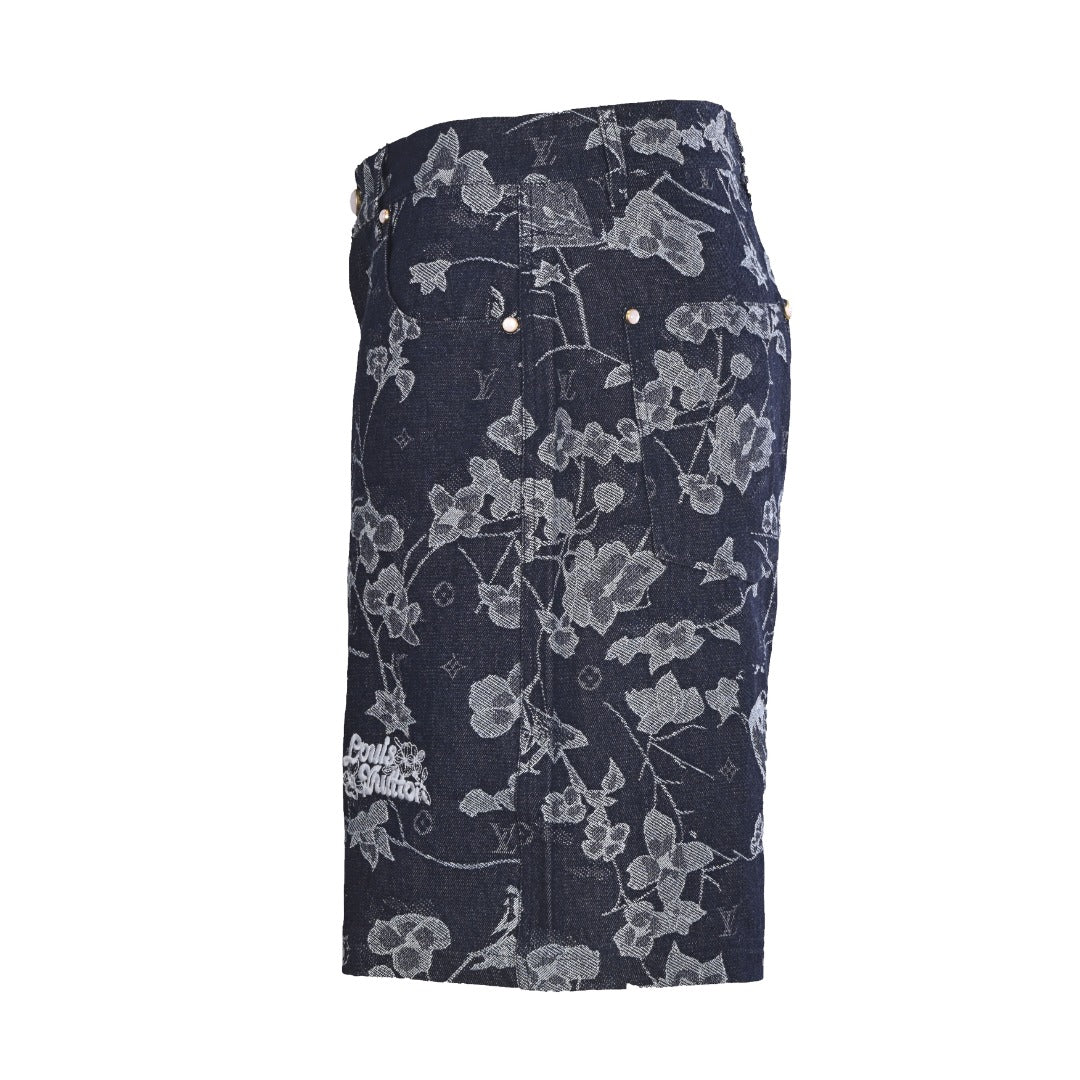Floral Print Denim Shorts