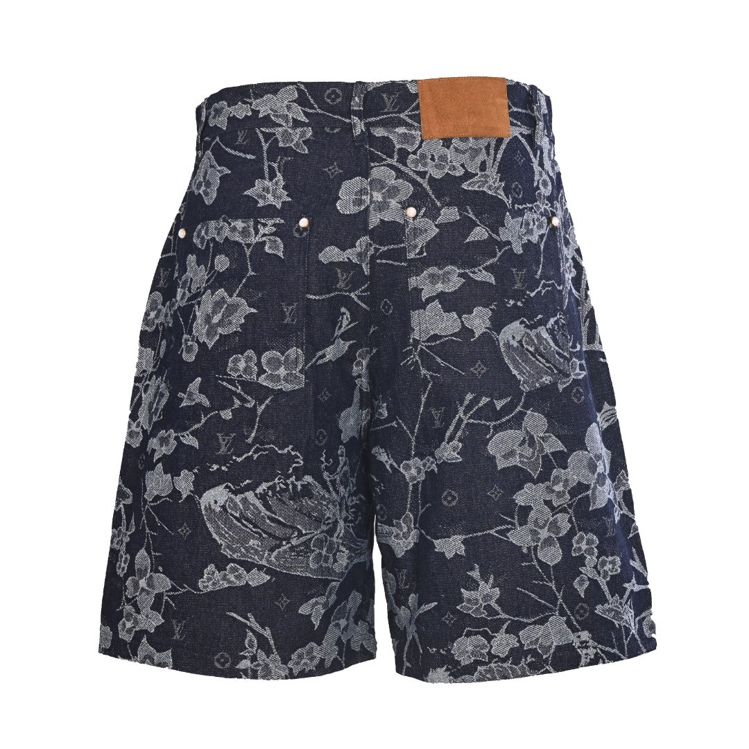 Floral Print Denim Shorts