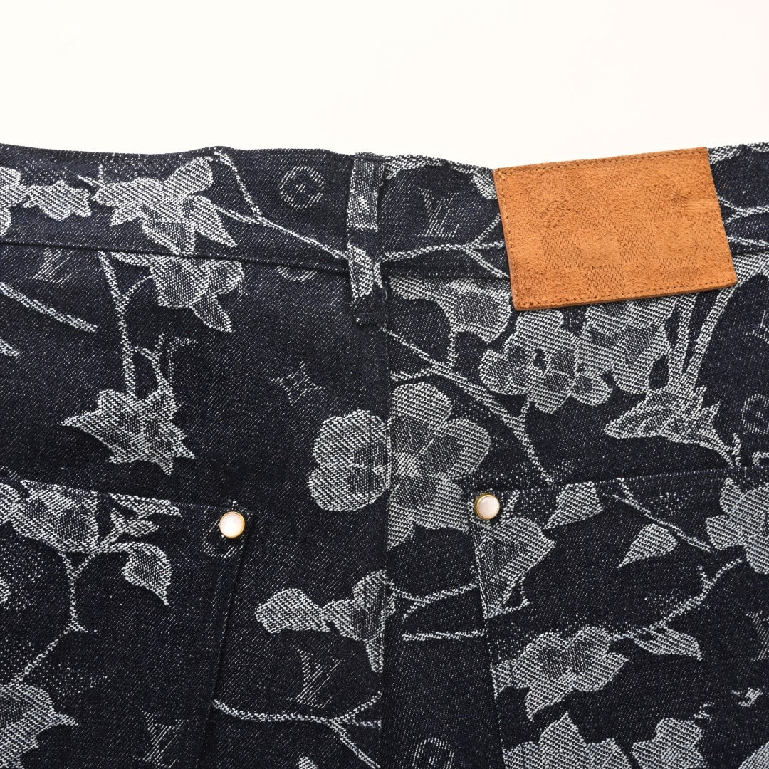 Floral Print Denim Shorts