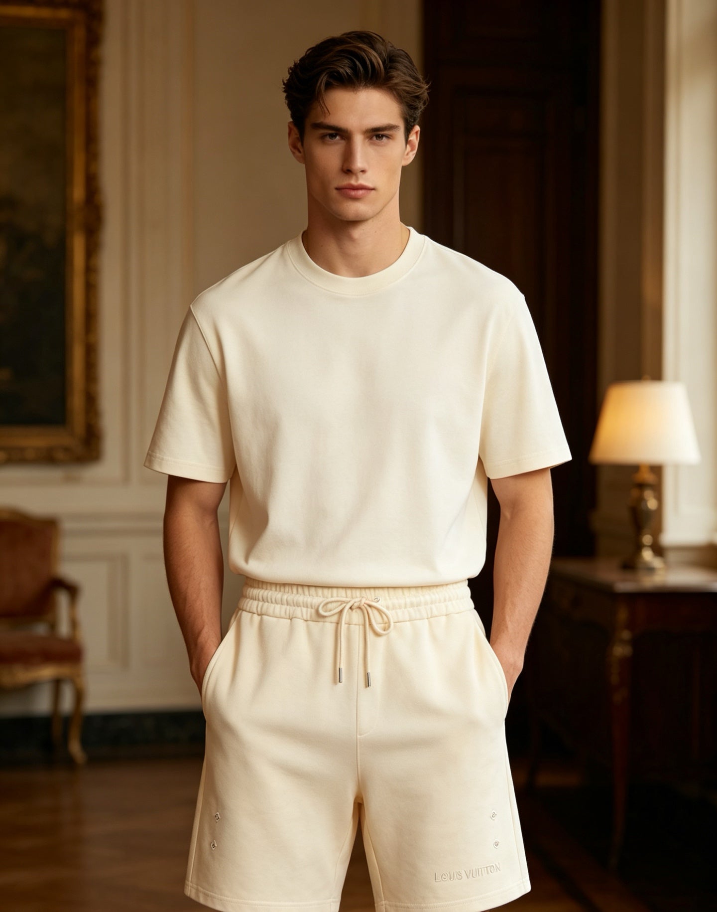 Diamond Hem Embroidered Logo Shorts