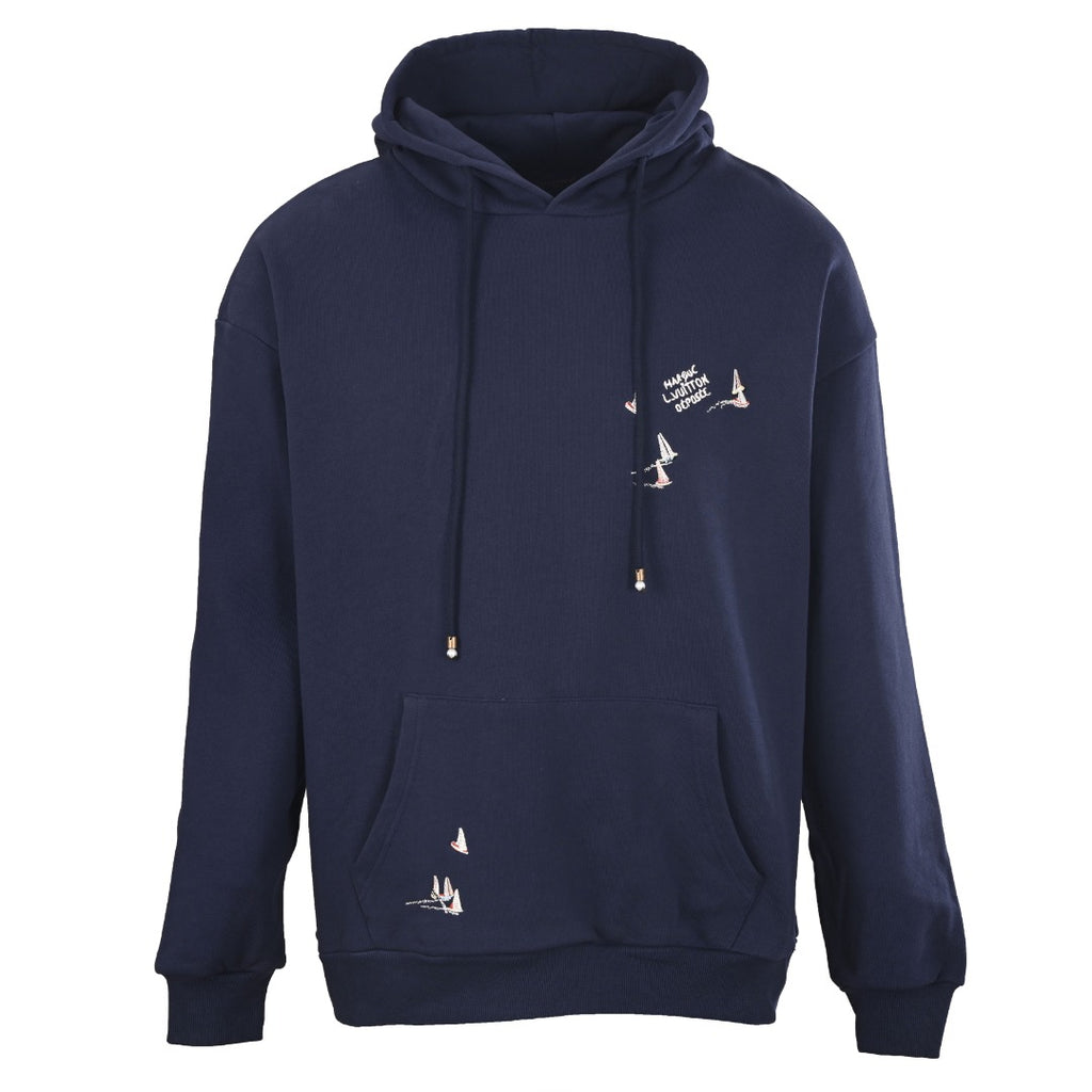 Sailboat Embroidered Pullover Hoodie