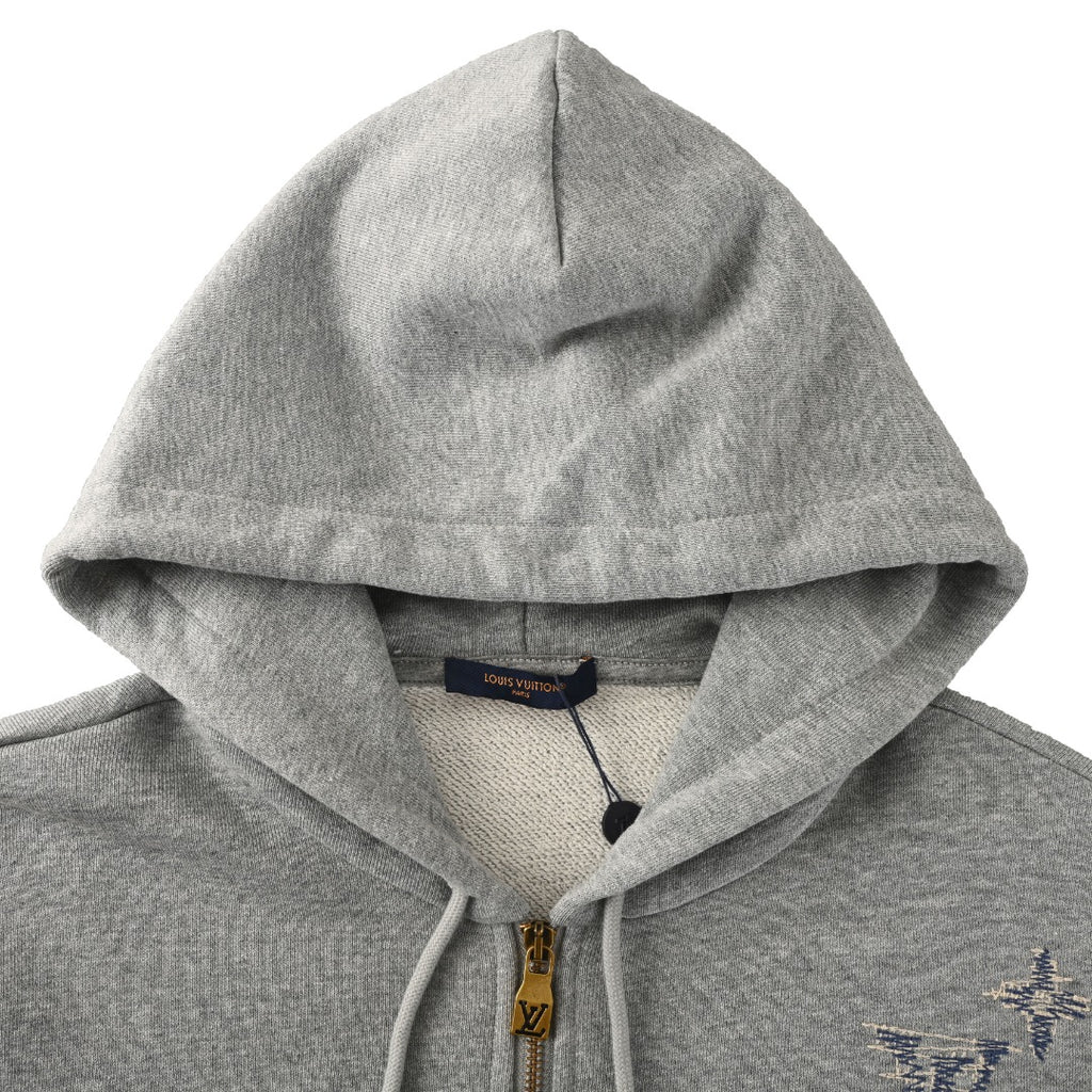 Sketch Embroidered Zip-Up Hoodie