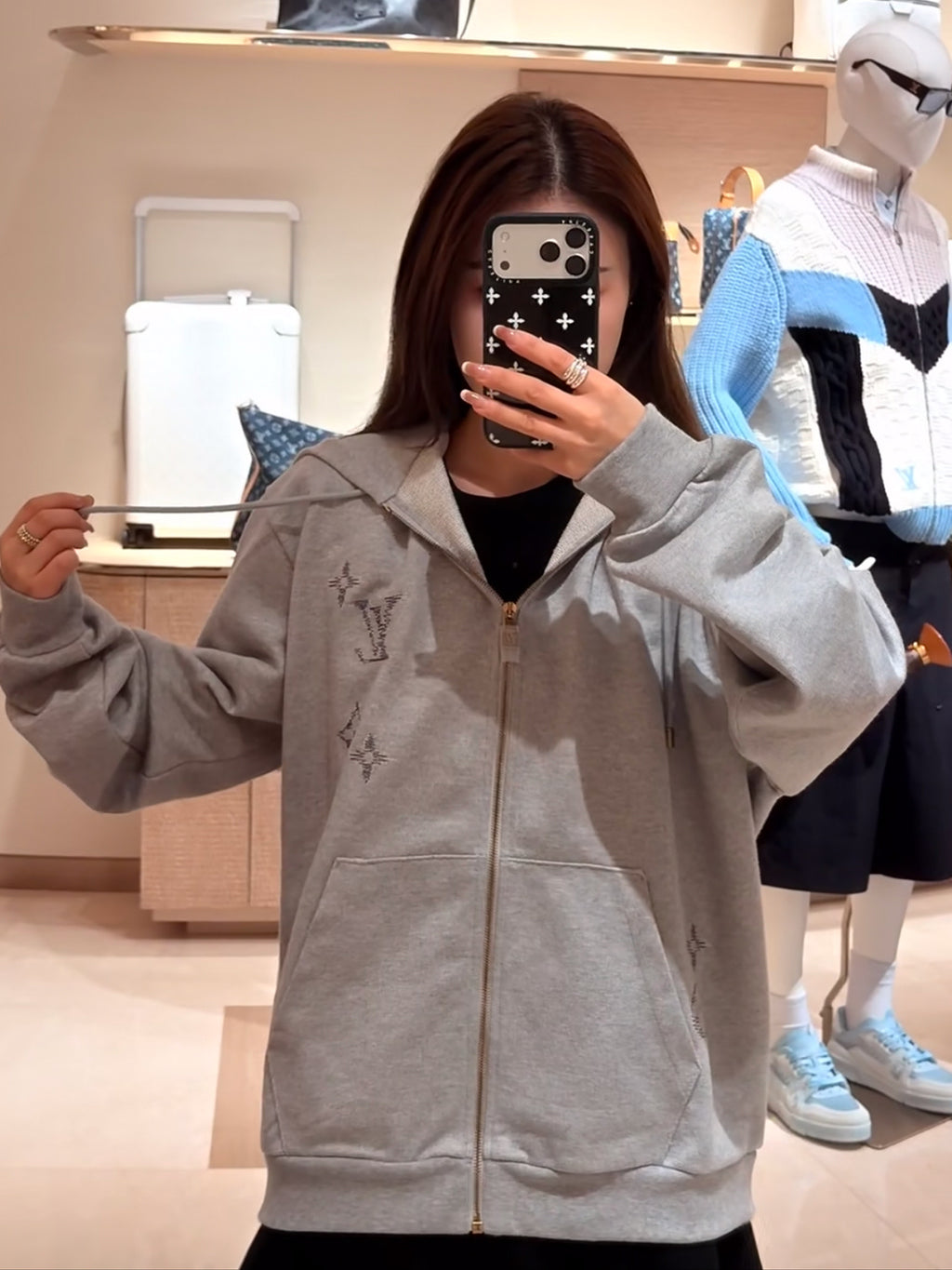 Sketch Embroidered Zip-Up Hoodie
