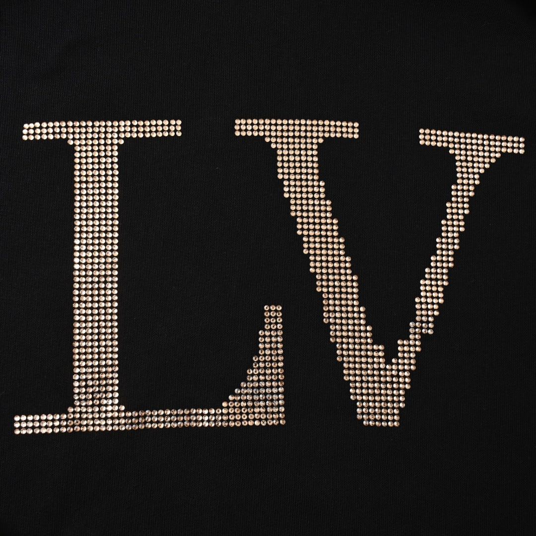 Rhinestone Letter Chest Pullover Hoodie