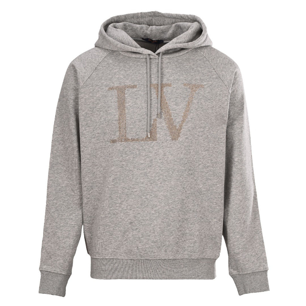 Rhinestone Letter Chest Pullover Hoodie