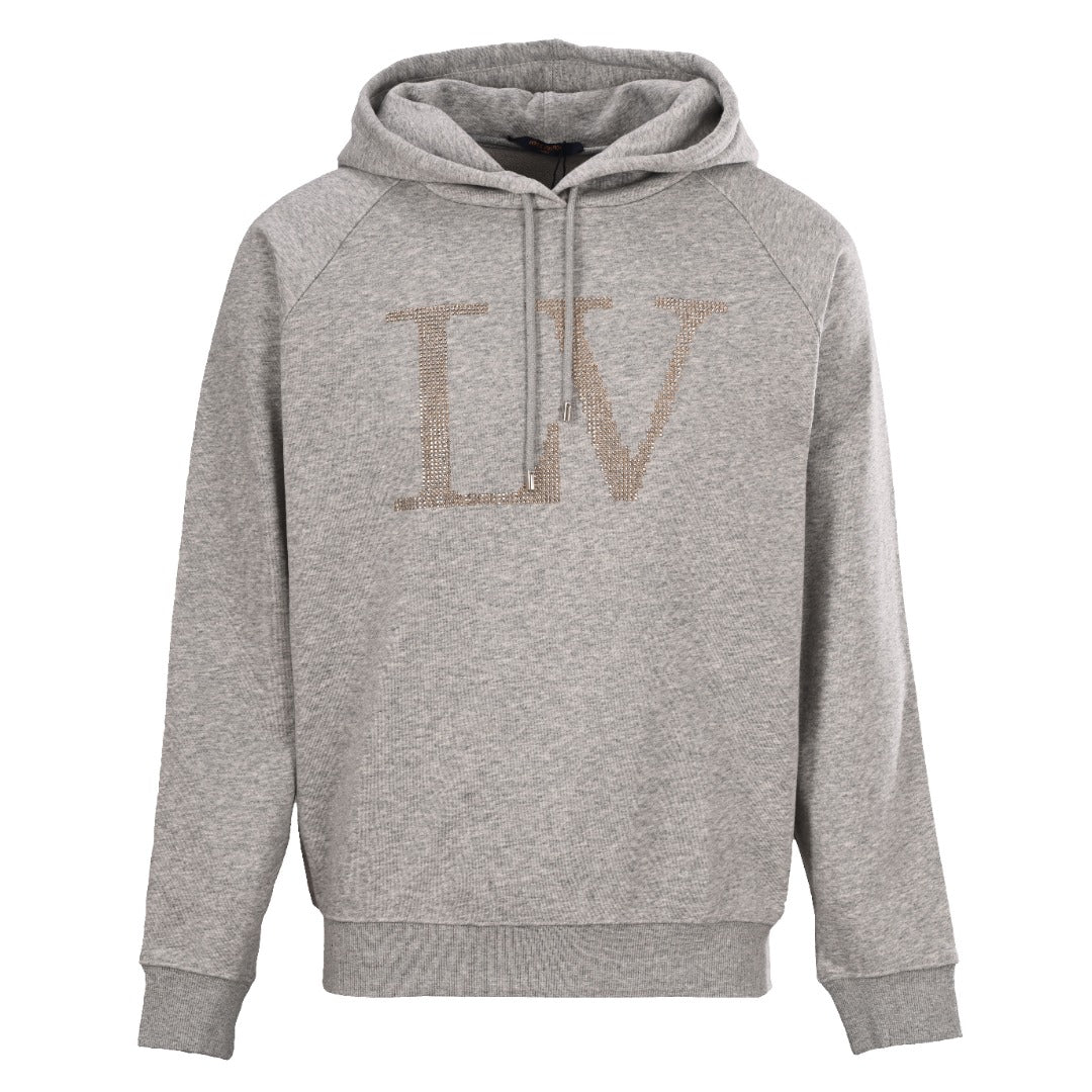 Rhinestone Letter Chest Pullover Hoodie