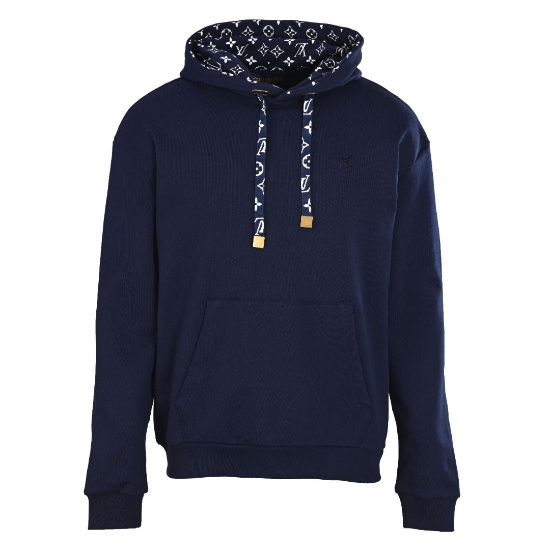 Monogram Contrast Drawstring Pullover Hoodie