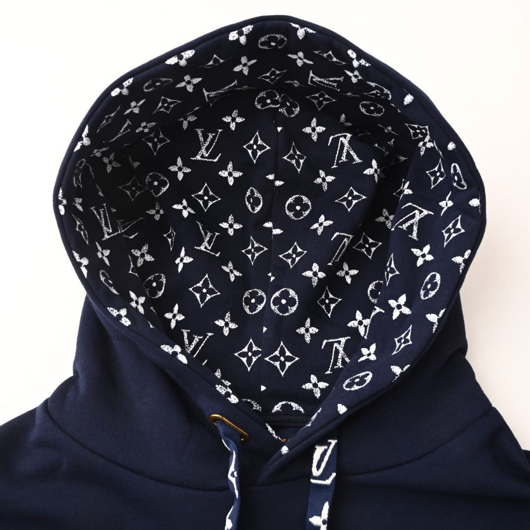 Monogram Contrast Drawstring Pullover Hoodie
