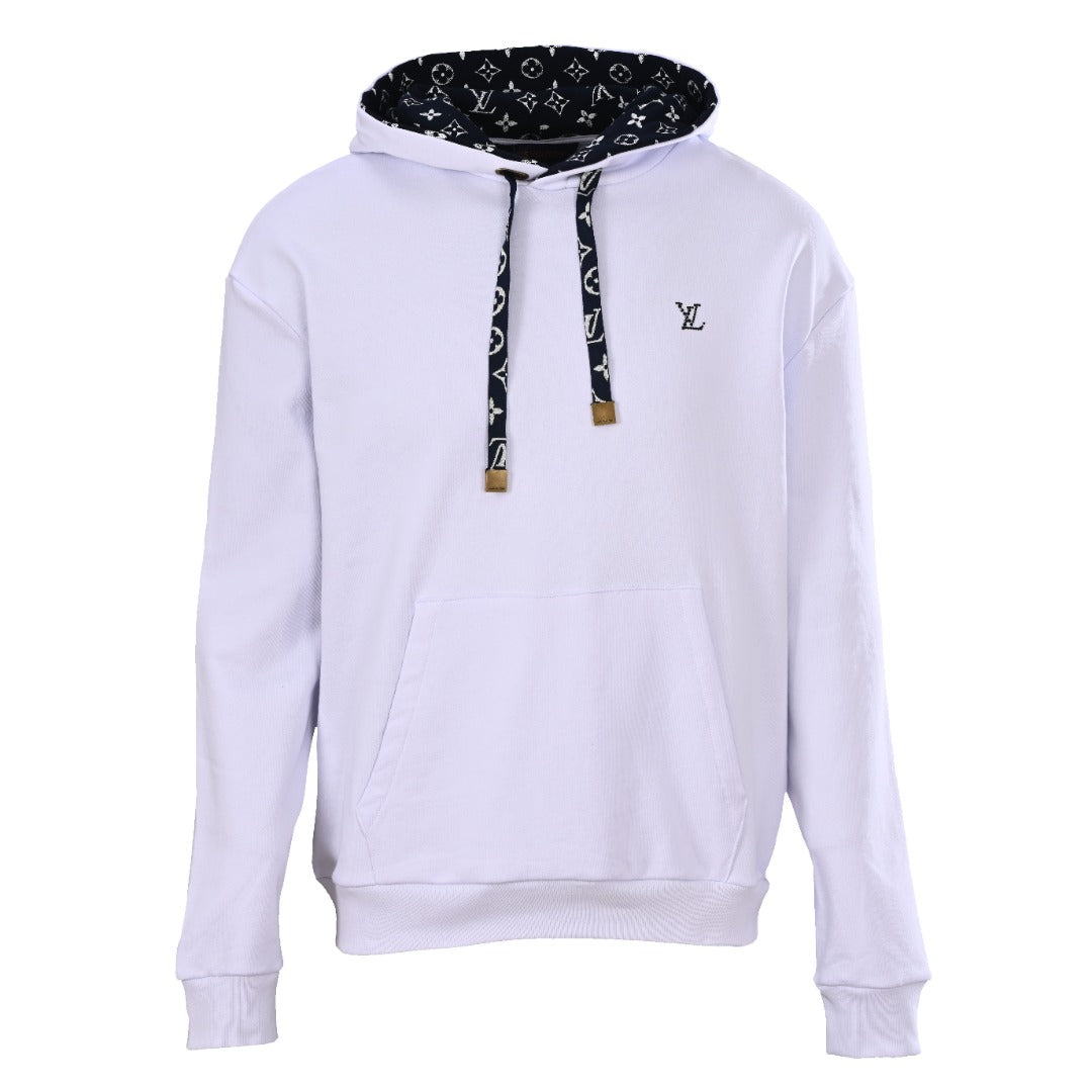 Monogram Contrast Drawstring Pullover Hoodie
