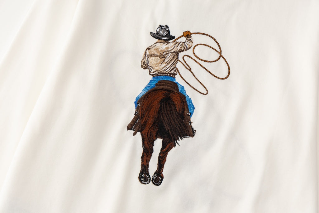 New Western Cowboy Heavy Embroidered Crew Neck Sweatshirt