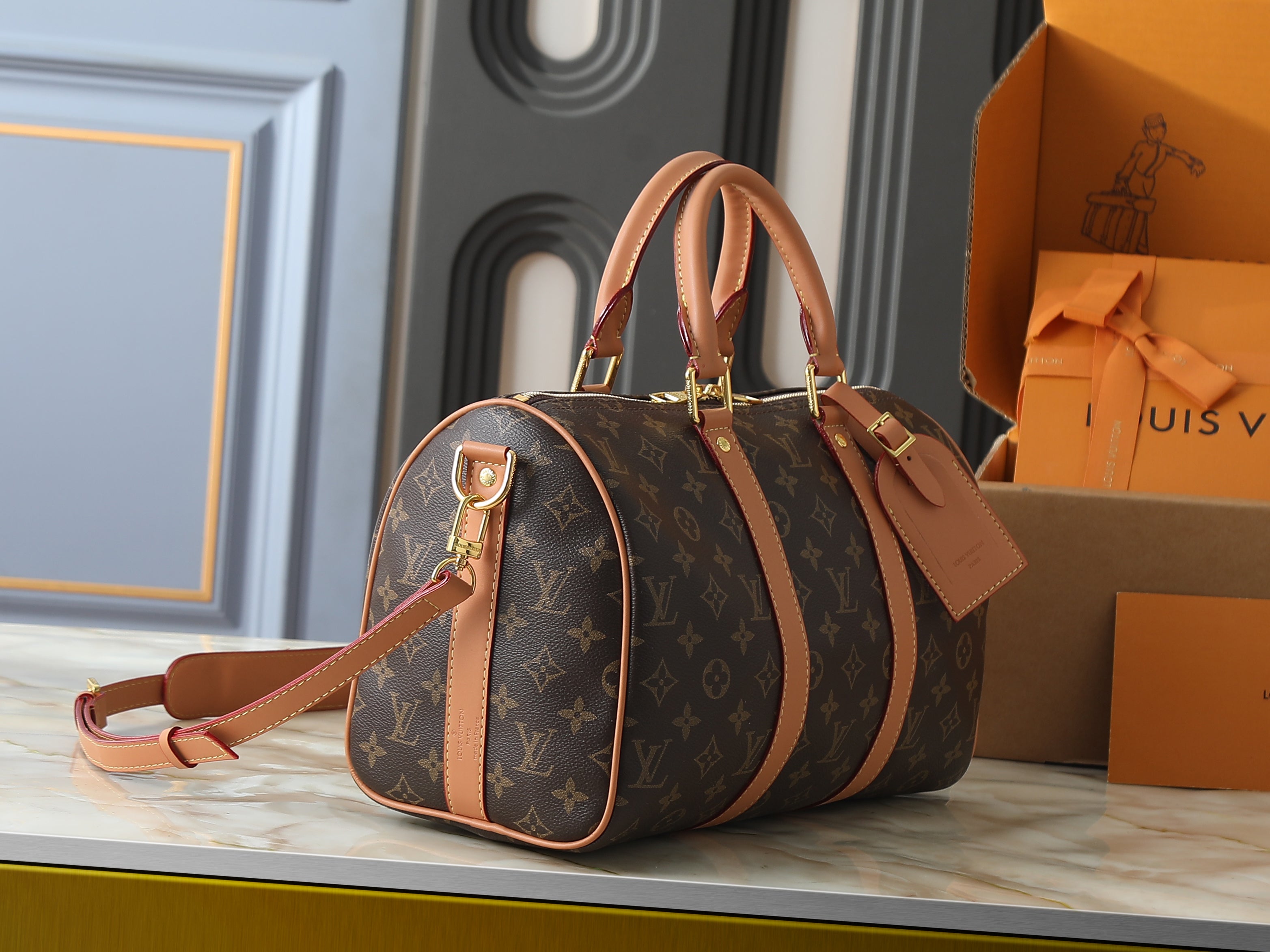 Coated Canvas Top Handle Bag