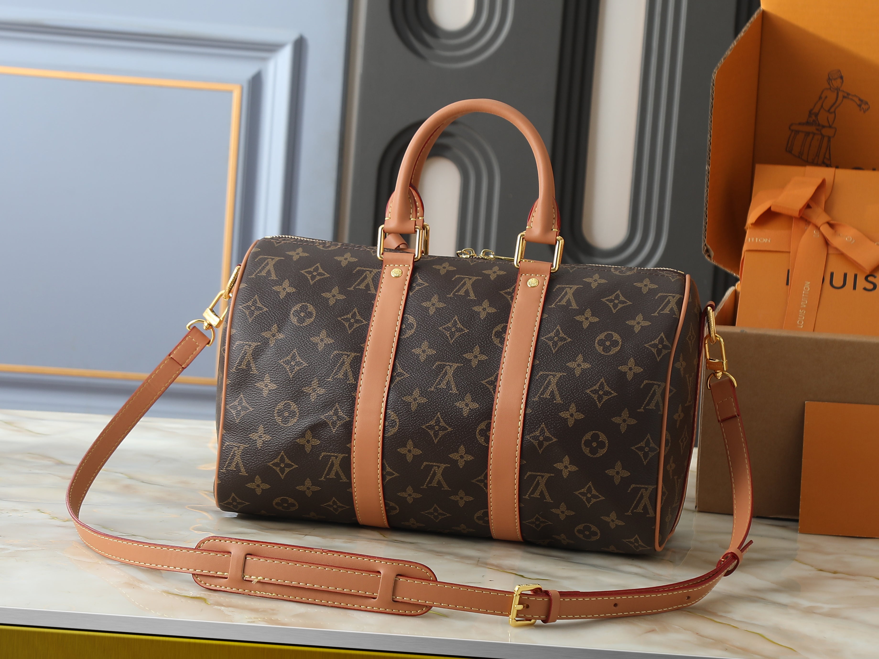 Coated Canvas Top Handle Bag