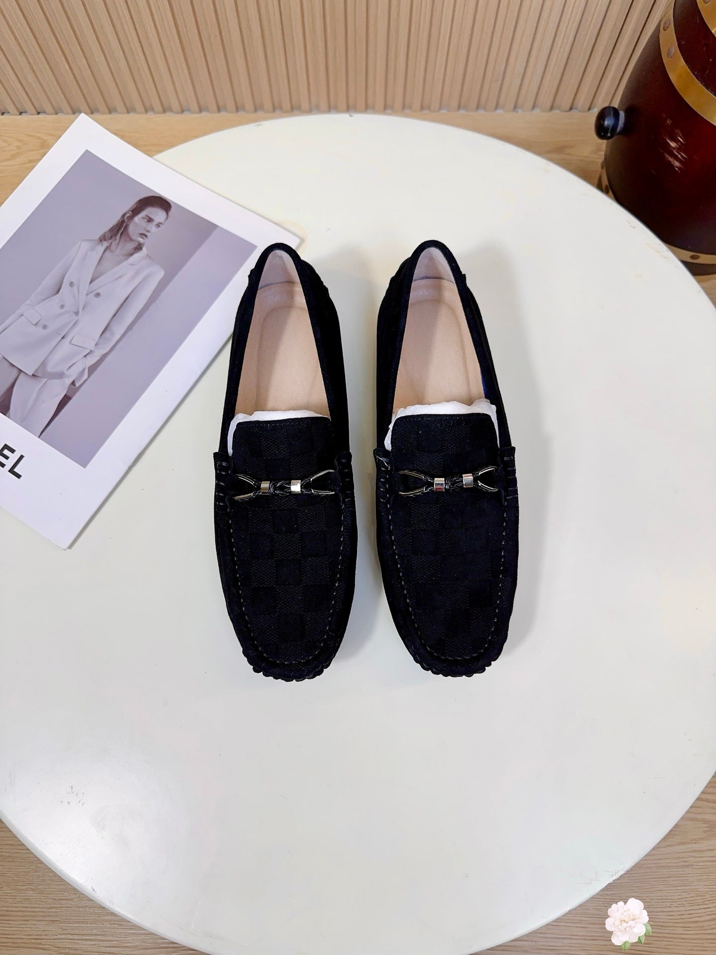 Damier Embossed Suede Driving Loafers
