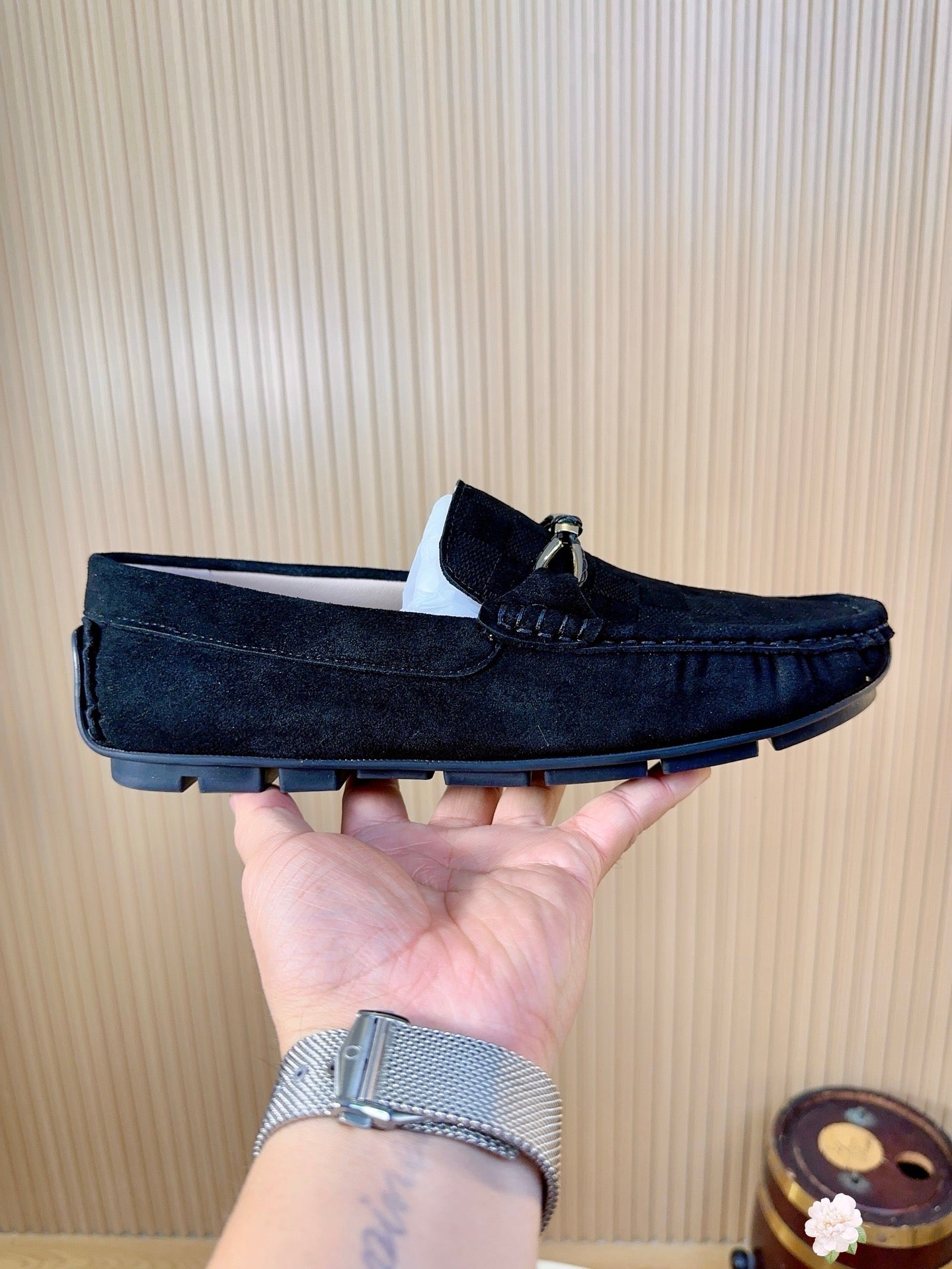 Damier Embossed Suede Driving Loafers