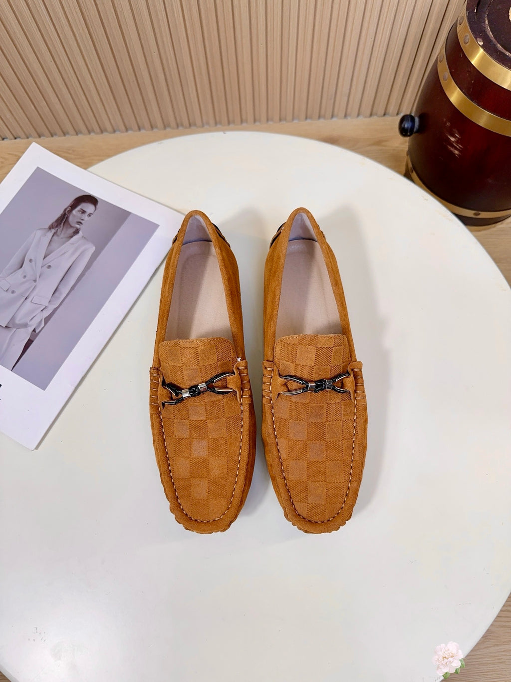 Damier Embossed Suede Driving Loafers