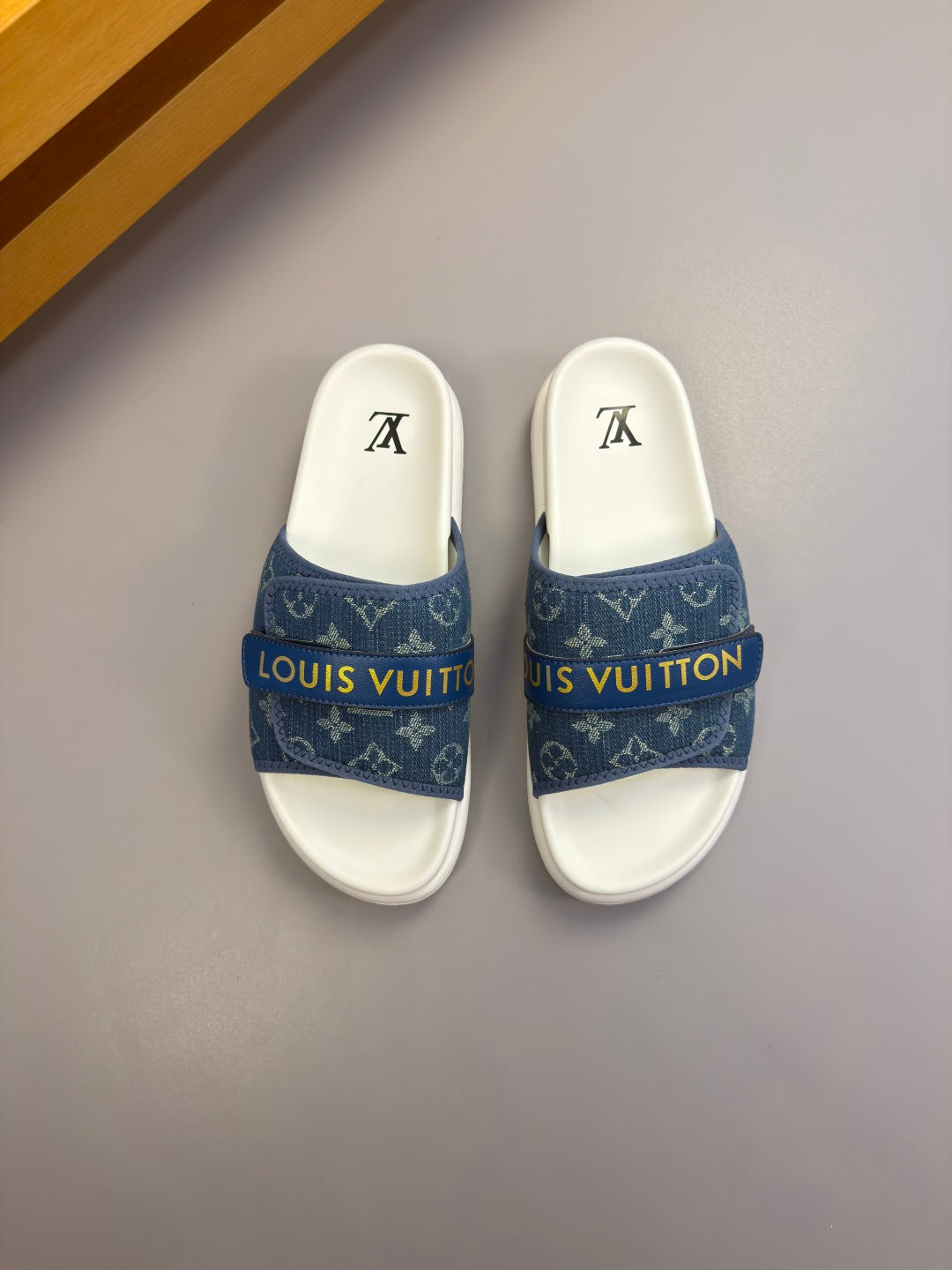 Monogram Logo Velcro Slide Sandals