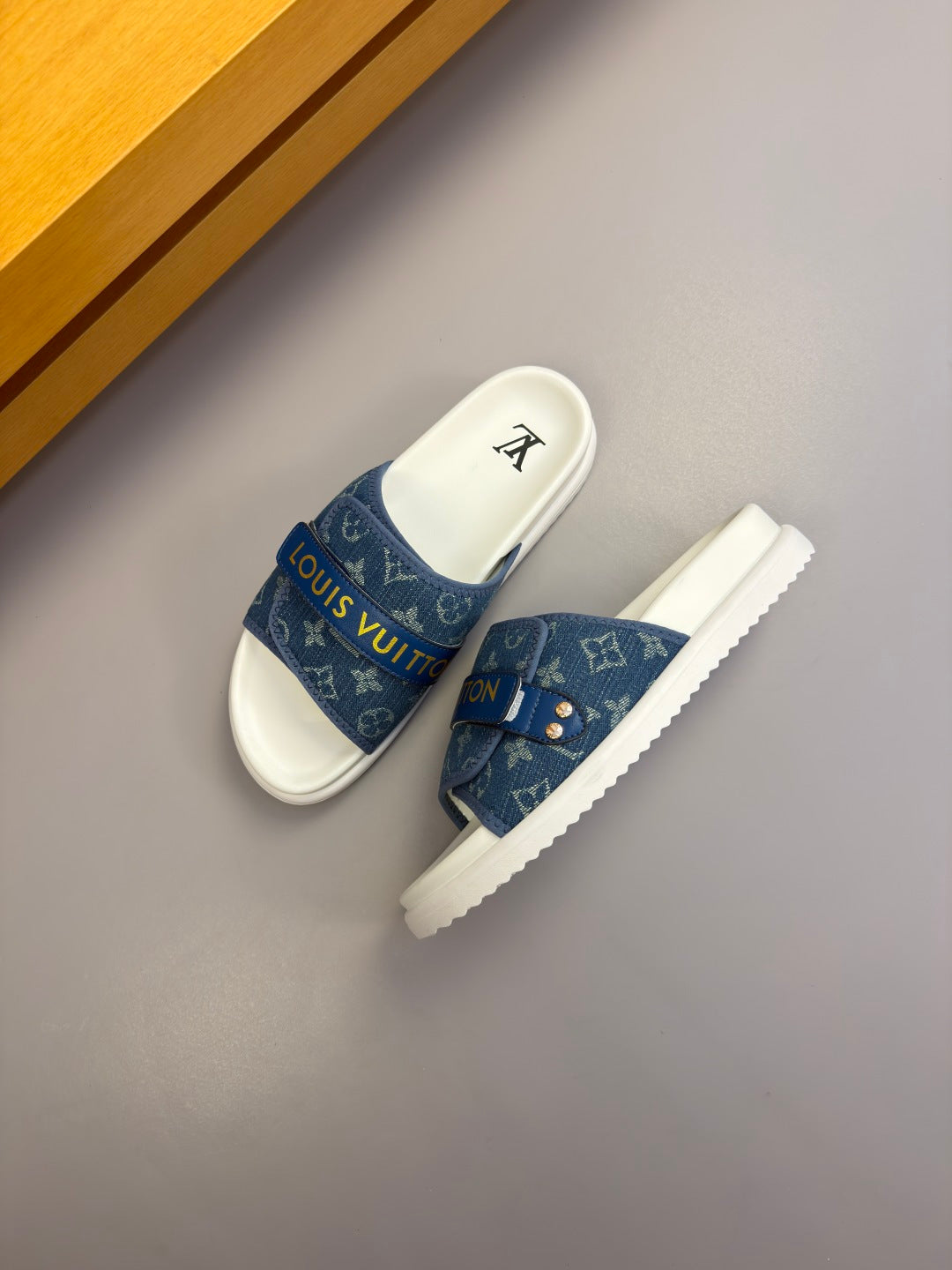 Monogram Logo Velcro Slide Sandals