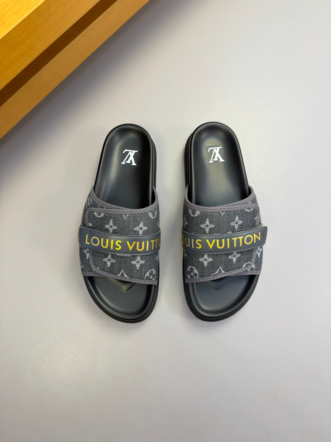 Monogram Logo Velcro Slide Sandals