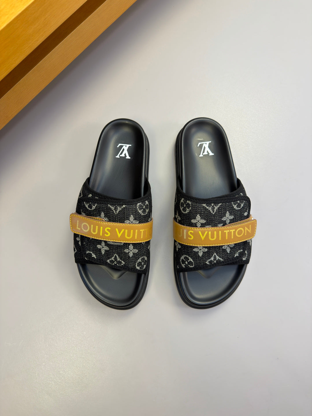 Monogram Logo Velcro Slide Sandals