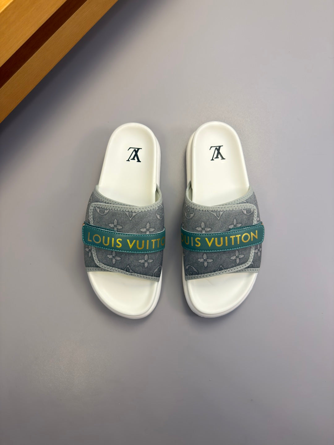 Monogram Logo Velcro Slide Sandals