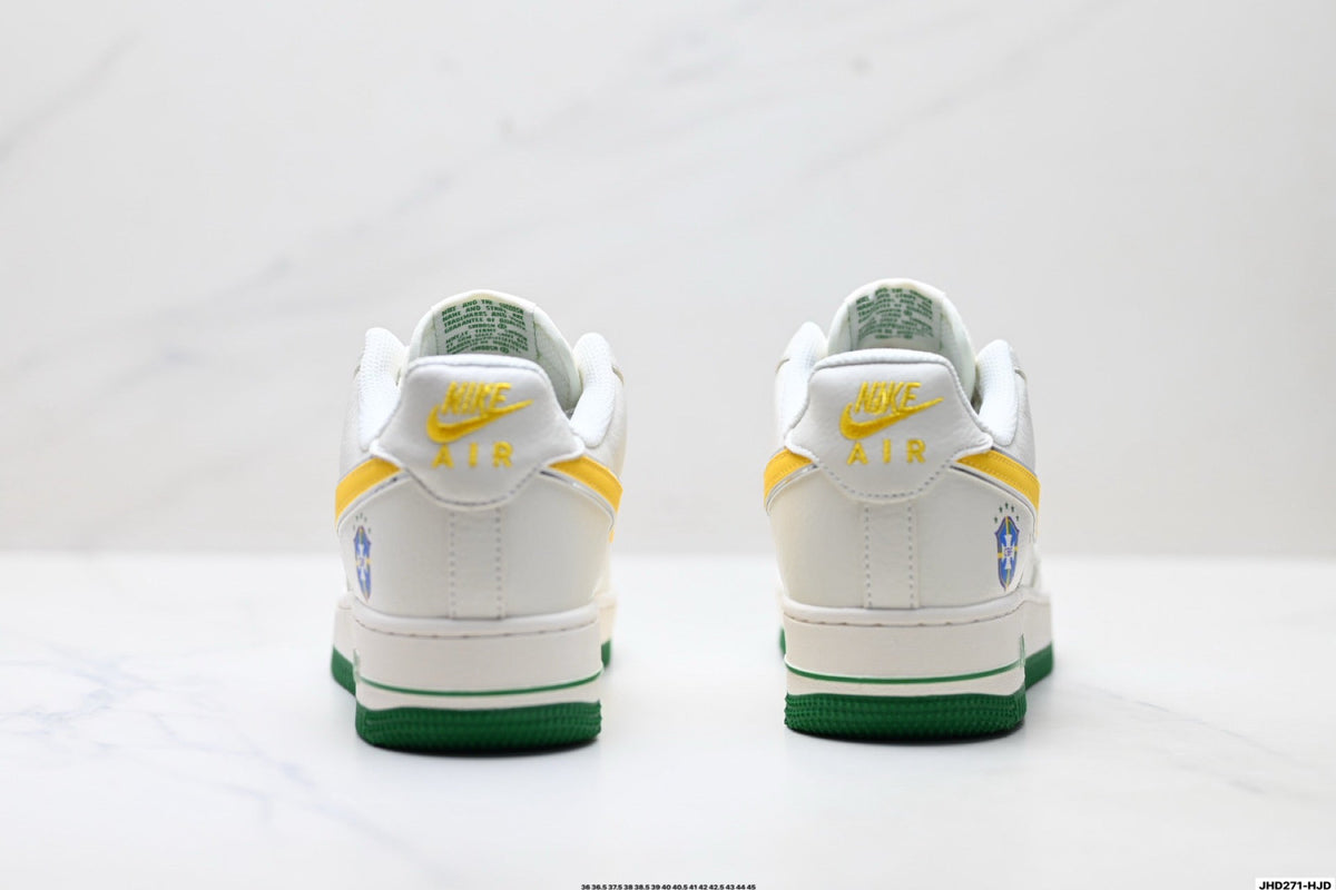 Nike Air Force 1 Low Brazil-Inspired | White Green Yellow Leather Sneakers