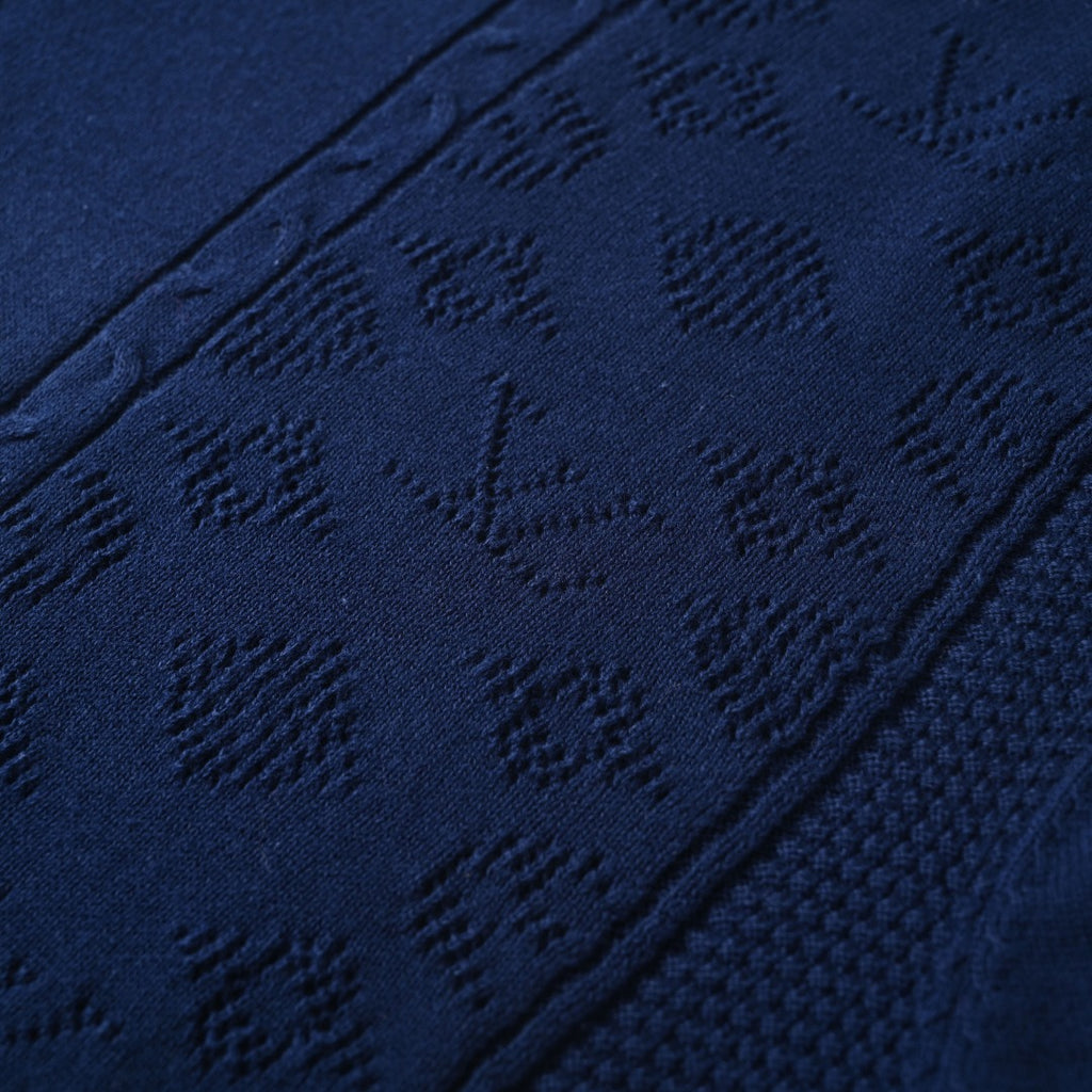 Open-Knit Monogram Jacquard Short Sleeve Polo
