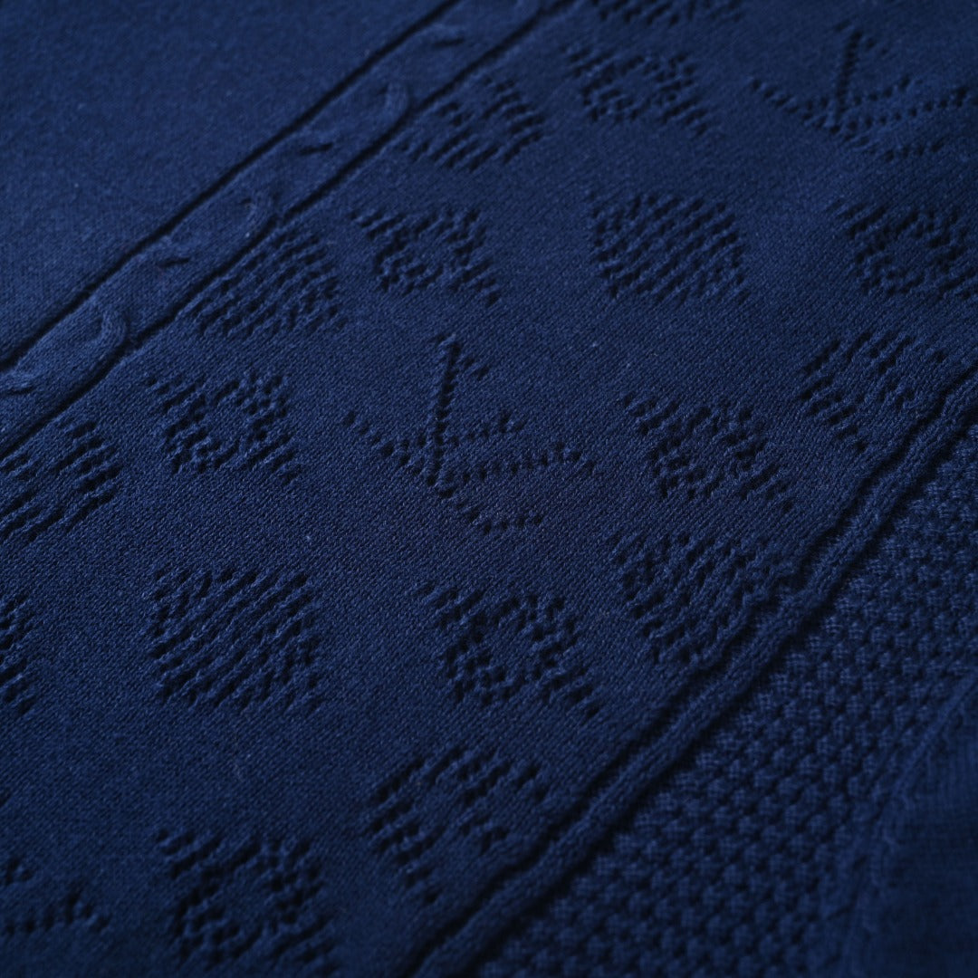 Open-Knit Monogram Jacquard Short Sleeve Polo
