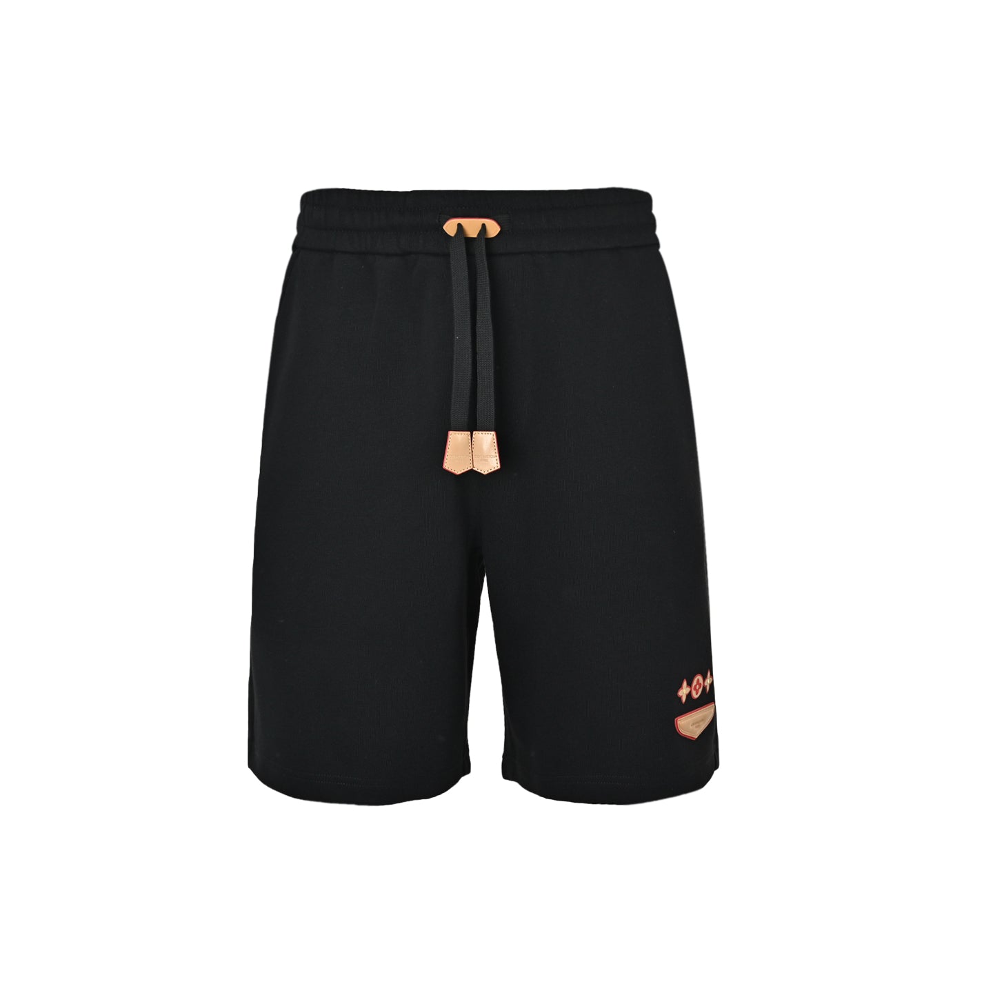 Trifloral Print Leather-Tab Drawstring Shorts