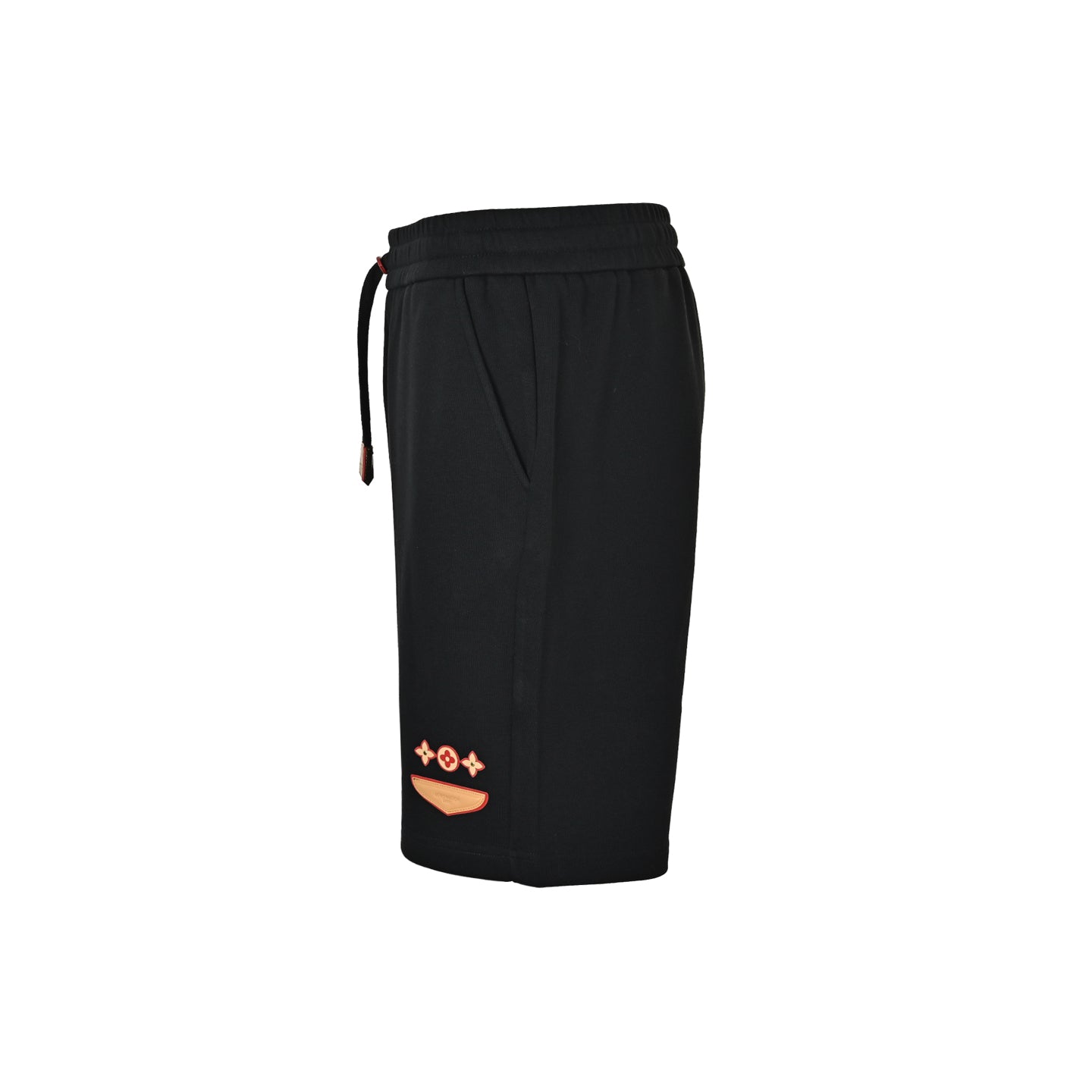 Trifloral Print Leather-Tab Drawstring Shorts