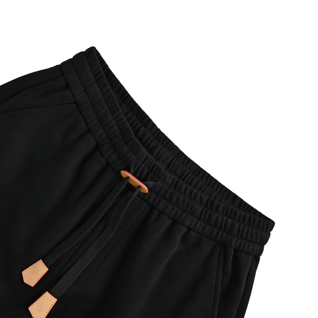 Trifloral Print Leather-Tab Drawstring Shorts