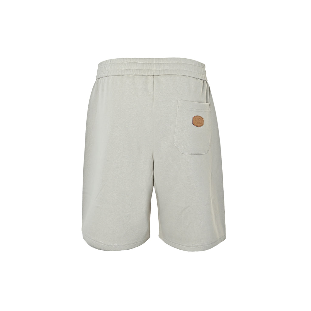 Trifloral Print Leather-Tab Drawstring Shorts