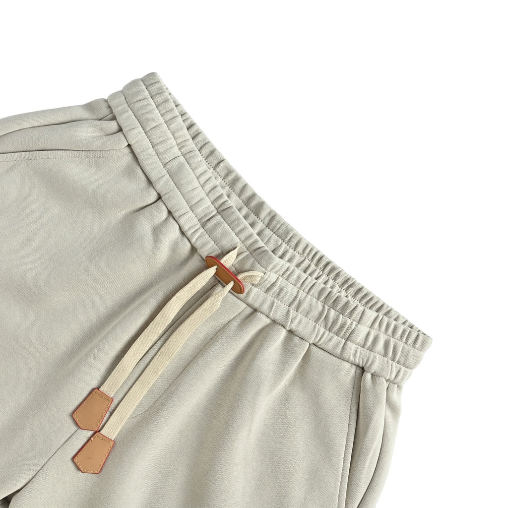 Trifloral Print Leather-Tab Drawstring Shorts