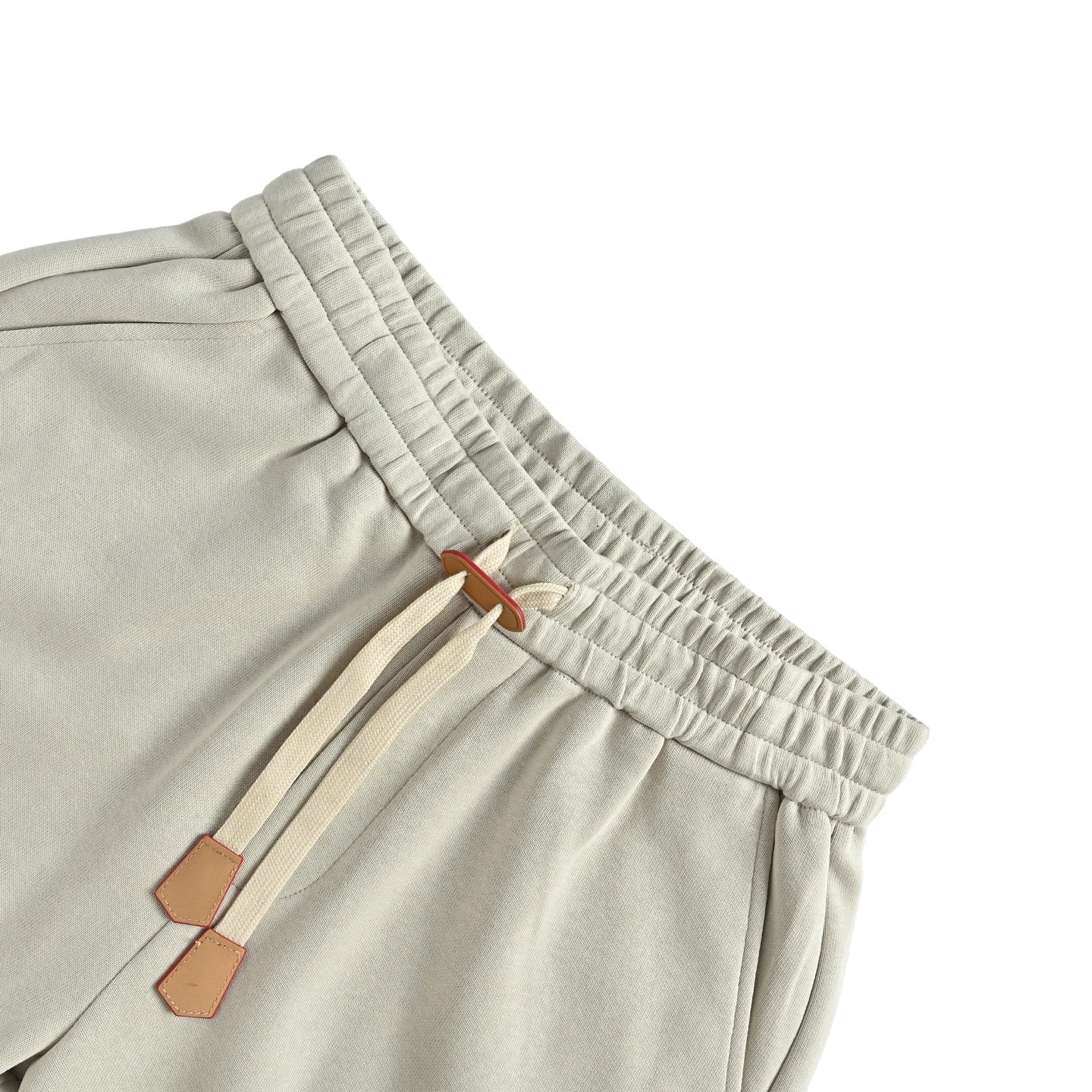 Trifloral Print Leather-Tab Drawstring Shorts
