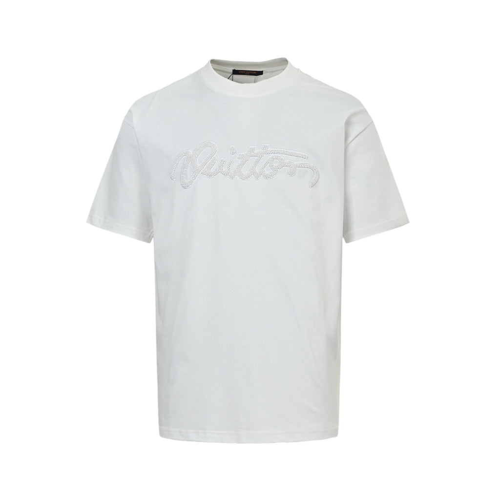Beaded Logo Embroidered Short Sleeve Tee