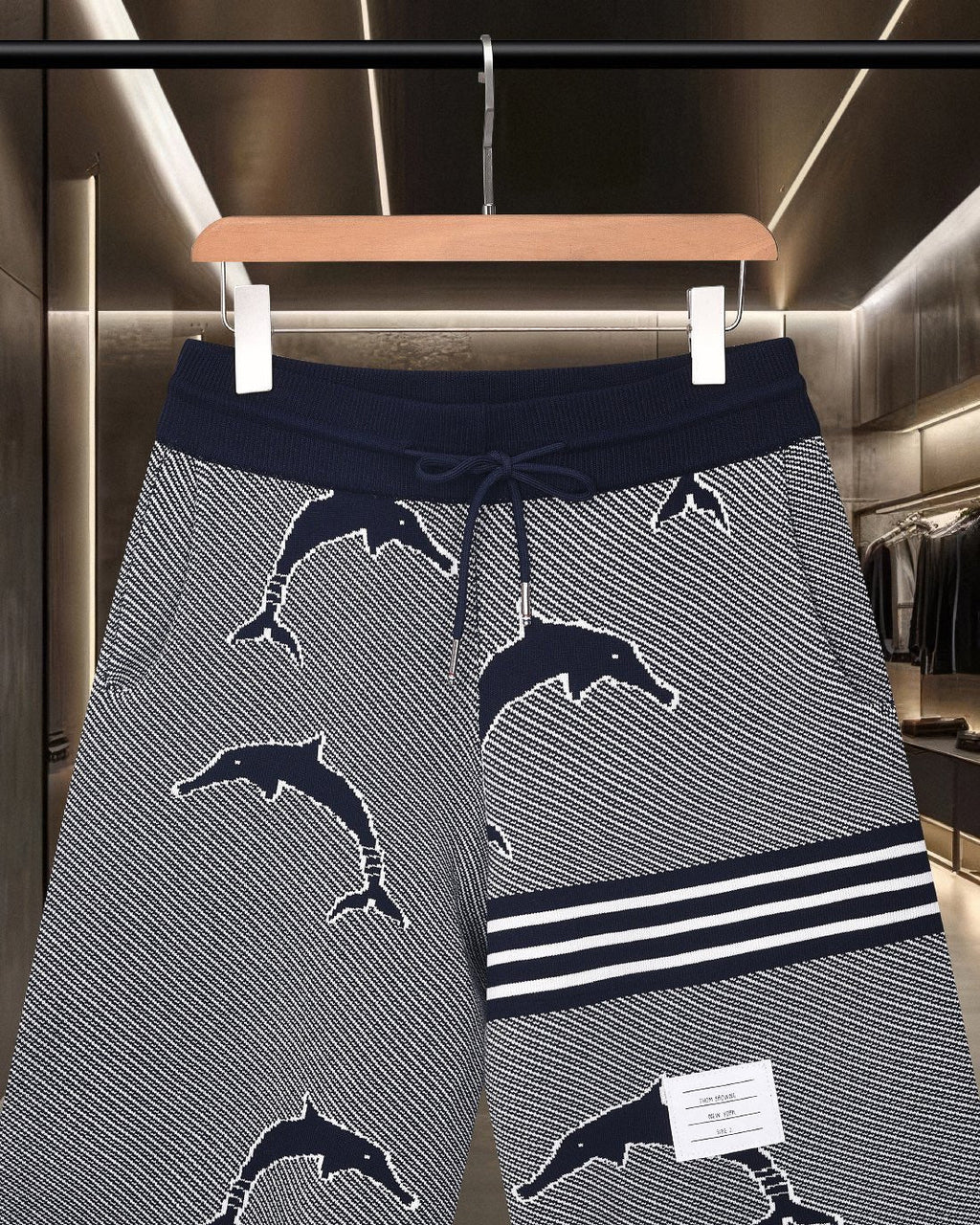 拼色四杠针织休闲运动短裤 THOM TREND