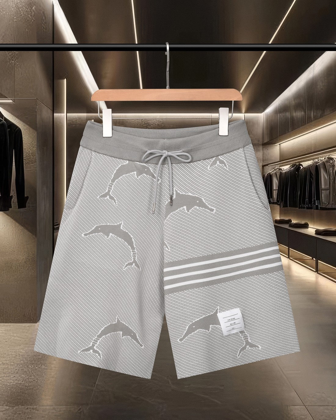 Four-Bar Stripe Knit Shorts — THOM TREND THOM TREND