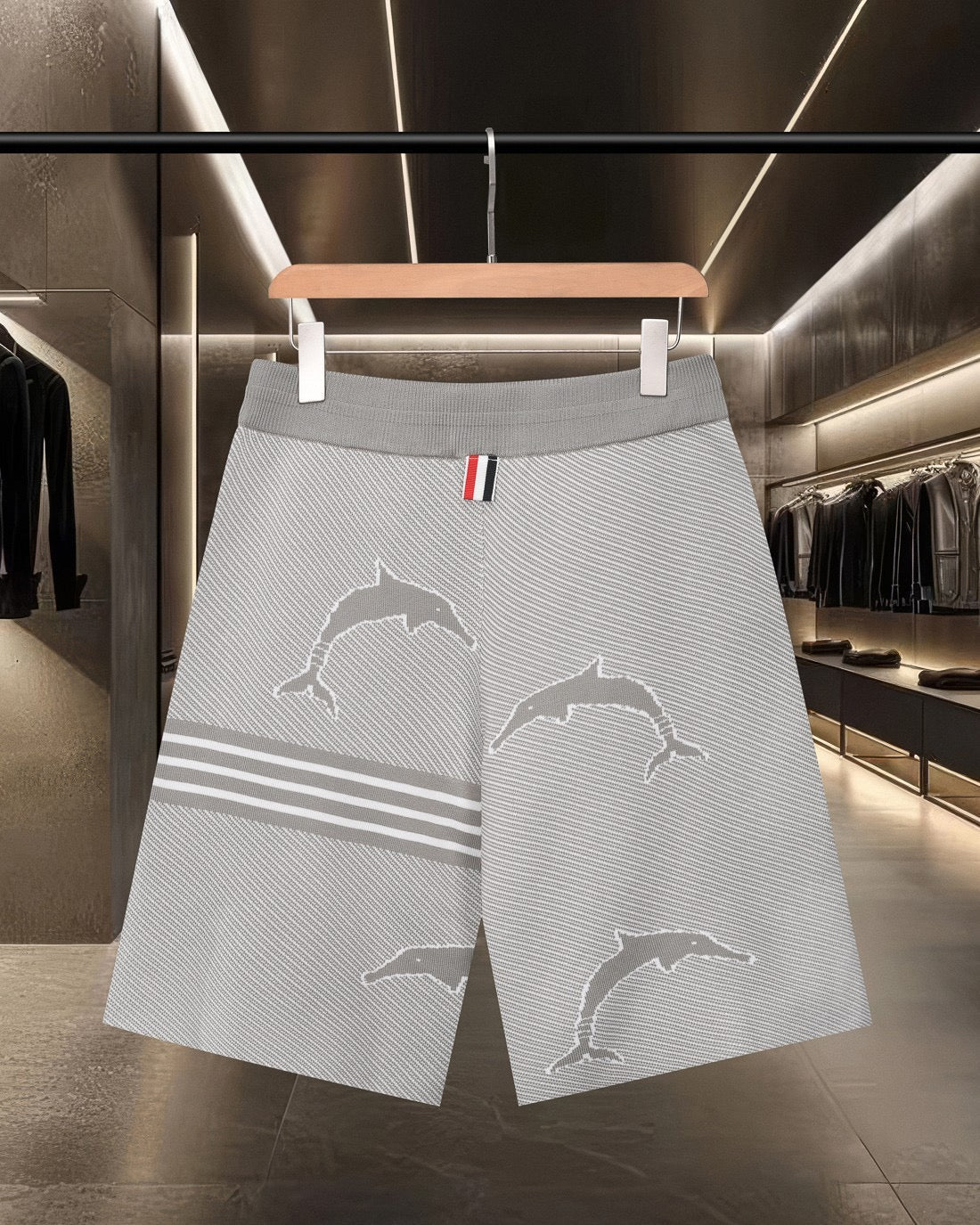 Four-Bar Stripe Knit Shorts — THOM TREND THOM TREND