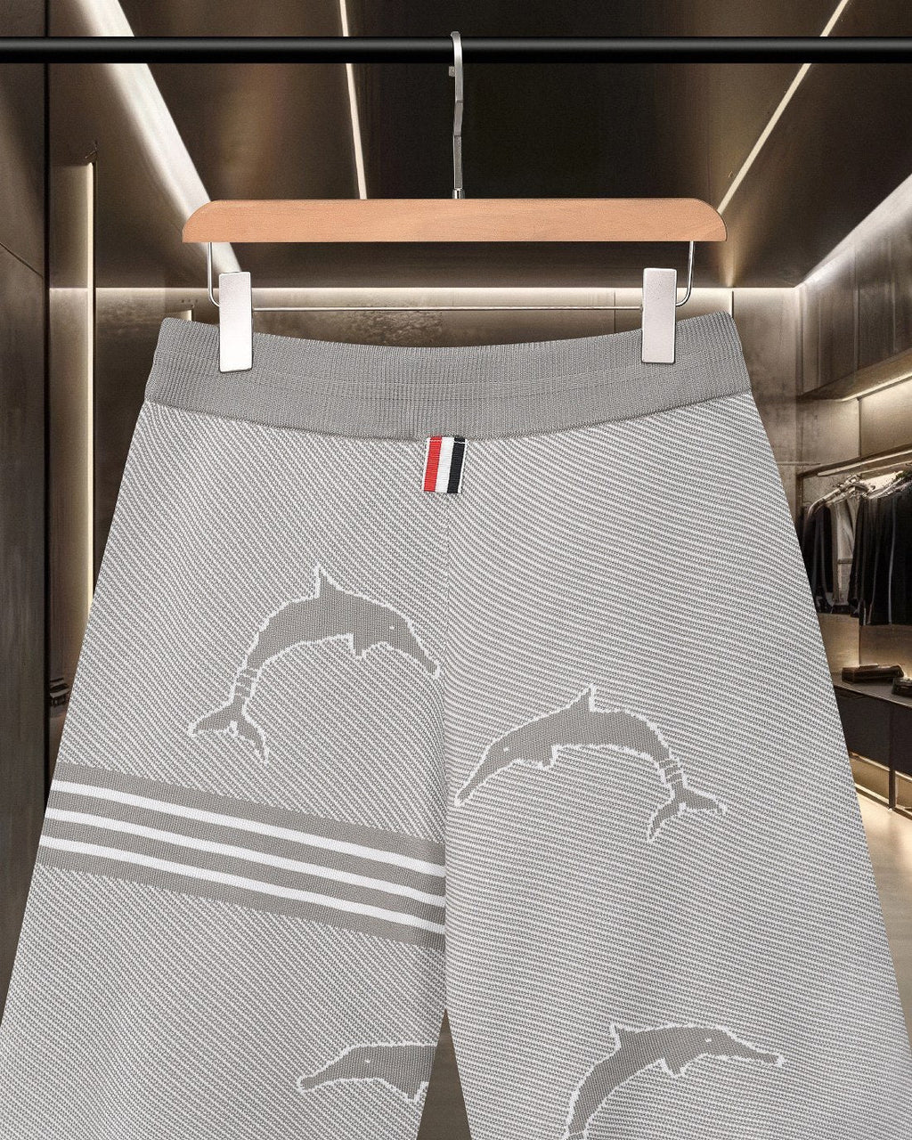 Four-Bar Stripe Knit Shorts — THOM TREND THOM TREND