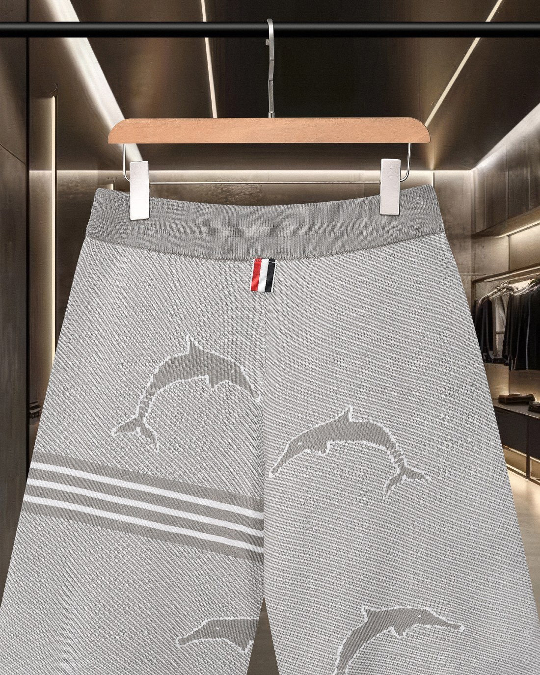 Four-Bar Stripe Knit Shorts — THOM TREND THOM TREND