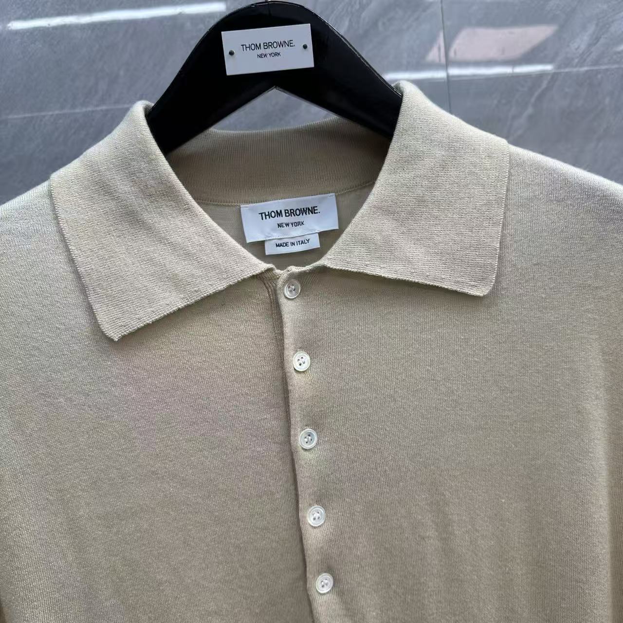 Four-Bar Polo Collar Short Sleeve Shirt THOM TREND