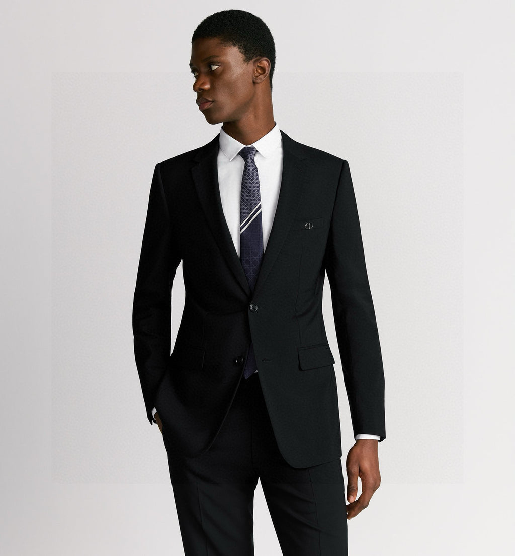 Dior Style Men's Oblique Geometric Silk Tie - Detail Image 5