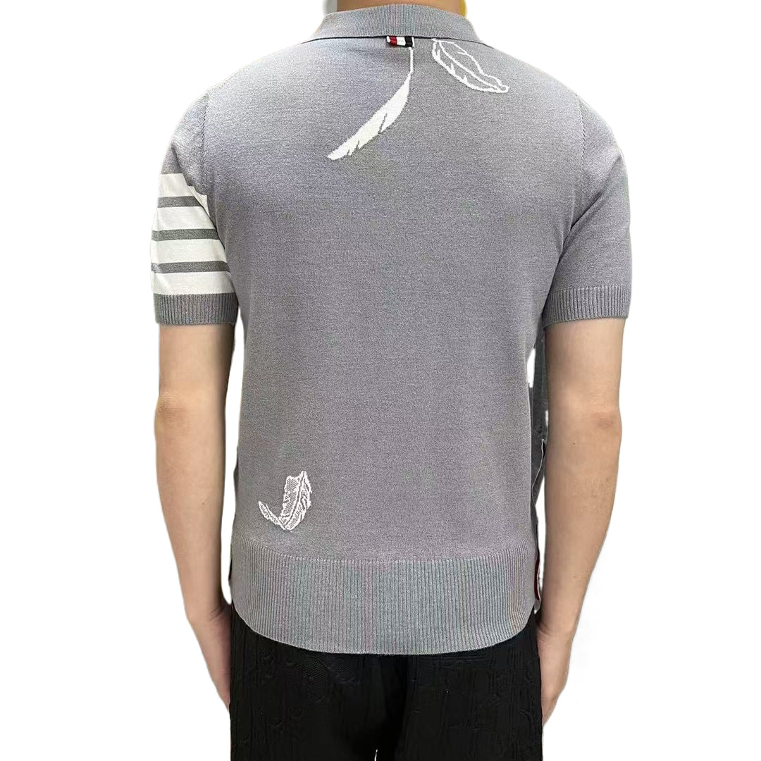 2025 SS  Mens Feather Leaf POLO Short Sleeve  TREND