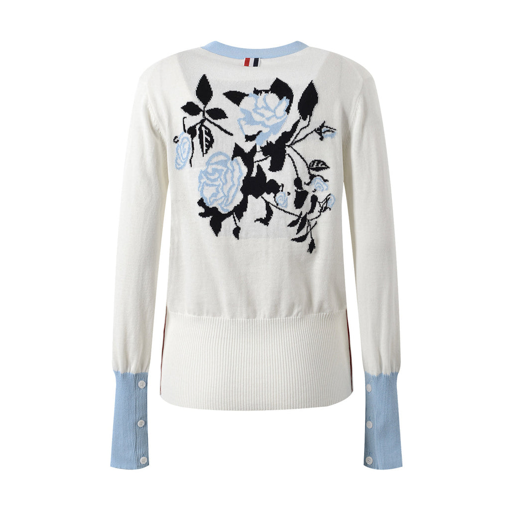 Women's Floral V-Neck Cardigan THOM TREND