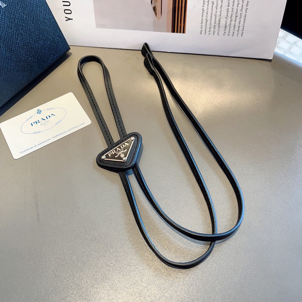 Prada Style Men's Triangle Logo Bolo Tie - Detail Image 3